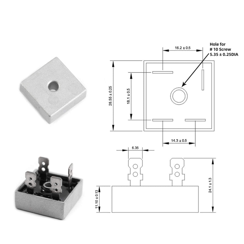 10pcs Single Phase Diode Bridge Rectifiers, KBPC5010 Diode Bridge Rectifiers 50A AC to DC 1000V