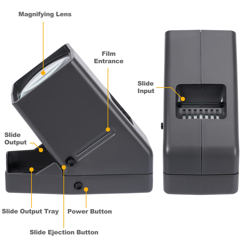 DGODRT Slide Viewer, 3X Magnification and LED Lighted Illuminated Viewing for Slides and 35mm Film Negatives, USB Powered Cable Included