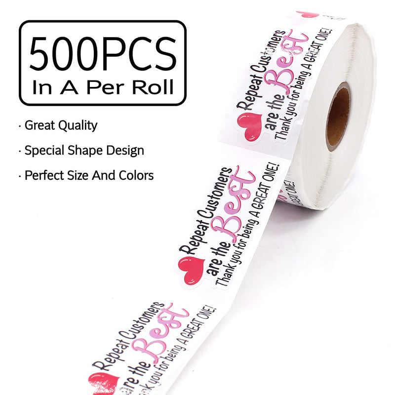 Wailozco 1.5'' Repeat Customers are The Best Stickers ,Thank You Stickers,Handmade Stickers,Business Stickers,Envelopes Stickers for Online Retailers,Handmade Goods,Small Business,500 Labels Per Roll