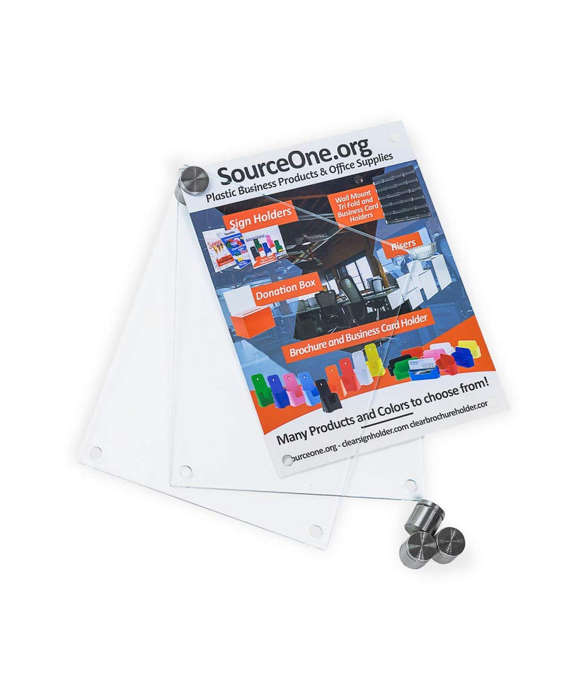 SOURCEONE.ORG Source One Acrylic Sign Holder with Standoff, Clear or Frosted 8.5 x 11