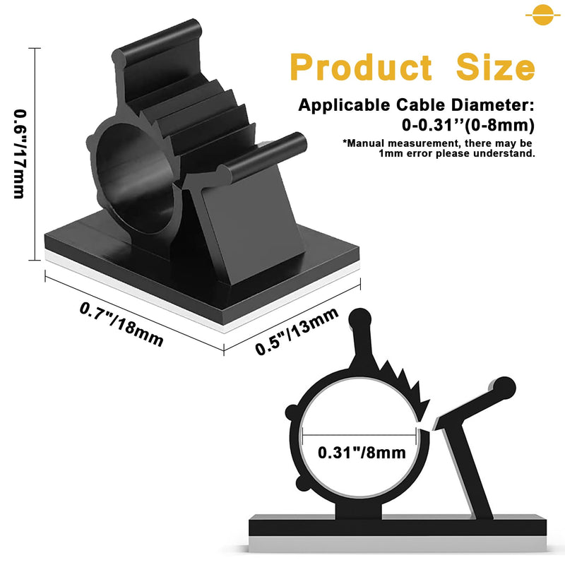 Xuuza 50Pcs Locking Tab Cable Clips, Adhesive Cord Organizer Cable Management Guide for PC Desk Computer Mouse Phone USB Charging Cables Indoor Office Home (Black) black