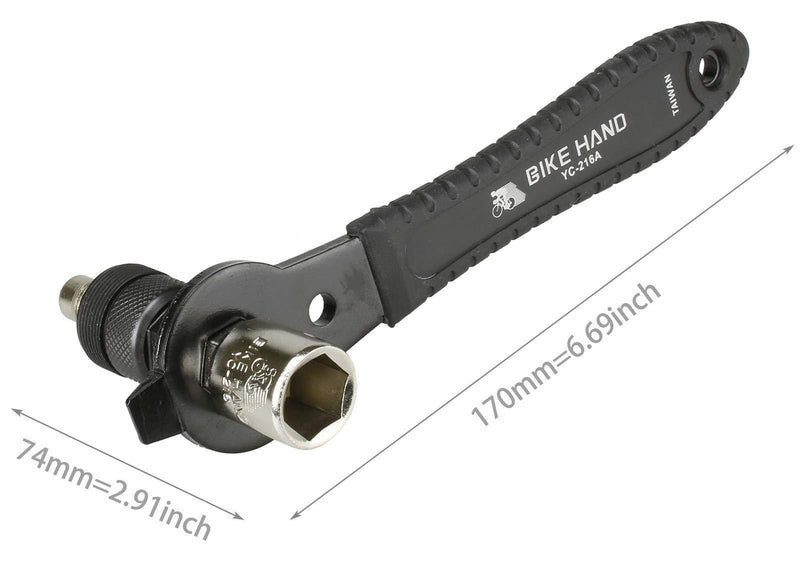 Bikehand Bike Crank Extractor Puller Remover for Square Threaded Taper Crankset or ISIS & Octalink - Easy Bicycle Crank Arm Removal Tool Fit Square Taper