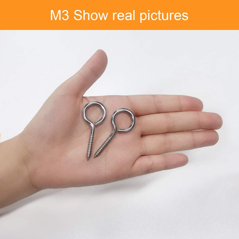 20pcs 2” 304 Stainless Screw Eyes Small Eyelet Screws Lag Eyebolt Steel Heavy Duty Hook Duty Lag Thread Eyebolt (20 pcs 2") 20 pcs 2"