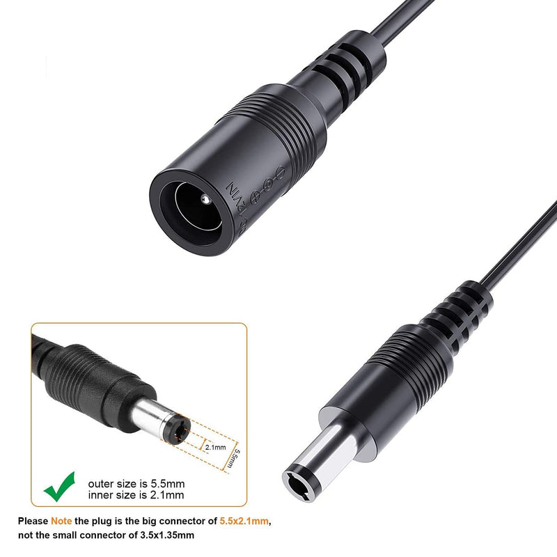 Tonton Power Extension Cable 33ft 10M 2.1mm x 5.5mm Compatible with 12V DC Adapter Cord for CCTV Security Camera IP Camera Standalone DVR Black