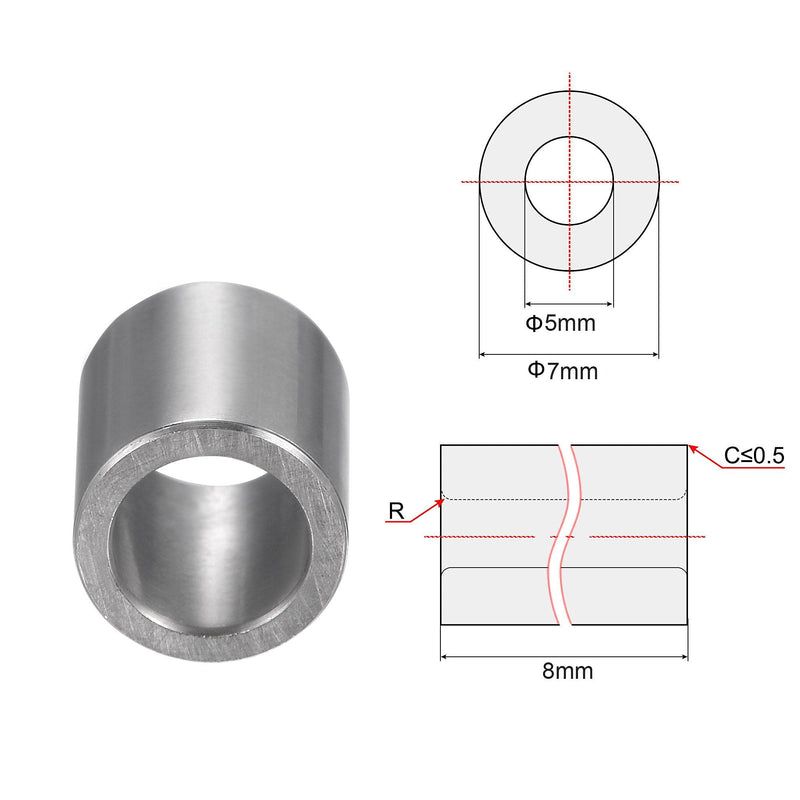 uxcell Sleeve Bearings 5mmx7mmx8mm Chrome Steel Oilless Bushing 2pcs