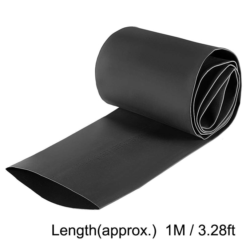 sourcing map heat shrink tubing 70mm dia. 113mm flat width 2:1 ratio cable sleeve 1m black