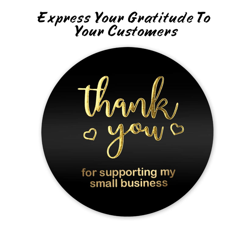 Dongpong Thank You Stickers Roll 1.5 Inch Round Bronzing Golden Font Thank You for Supporting My Small Business Stickers 500 Adhesive Label Business Stickers for Packaging Envelopes Shipping Bags 1.5 Inch Bronzing