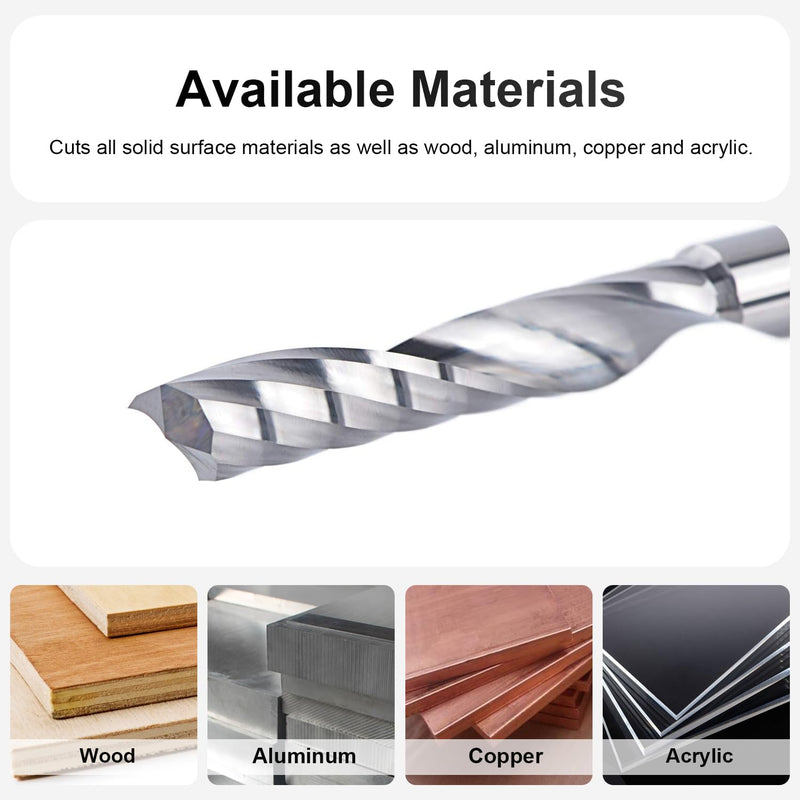 SpeTool aluminum milling cutter 6 mm shank milling cutter aluminum single cutter milling cutter 32 mm cutting length solid carbide carbide end mill CNC milling cutter for router wood milling cutter for aluminum metal wood acrylic plastic 1