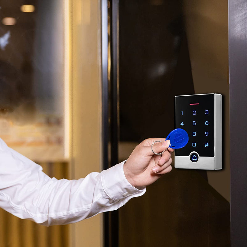 Security Door Access Control Keypad, ID Keypad with ID Key Fobs, Stand-Alone Keypad, Door Lock Keypad Controller, for Gate Opener, Entry Gate Keypad, Zinc Alloy Metal, Waterproof