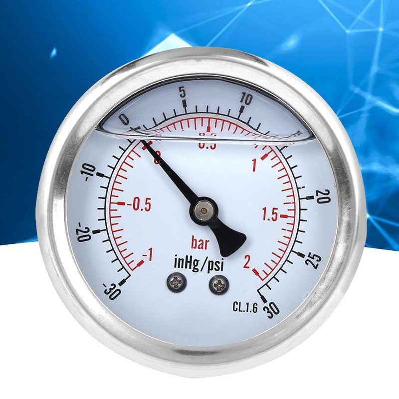Pressure Gauge 1/4 BSP Oil Filled Pressure Gauge 1-2bar, -30-30inhg/psi, TS-PGGZ60Z4-2bar Y60 Axial Vacuum Pressure Gauge Radial Pressure Gauge
