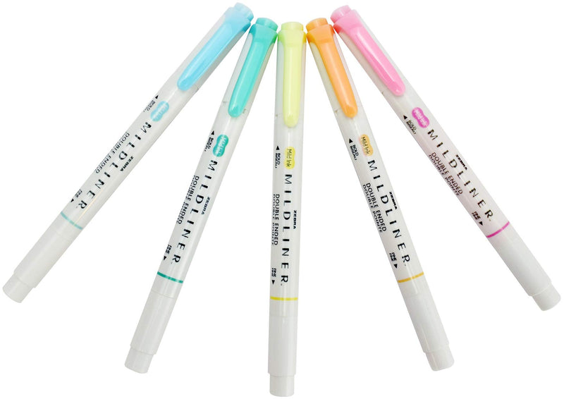 Zebra Pen Mildliner 5-Pack Fluorescent, Multicolors