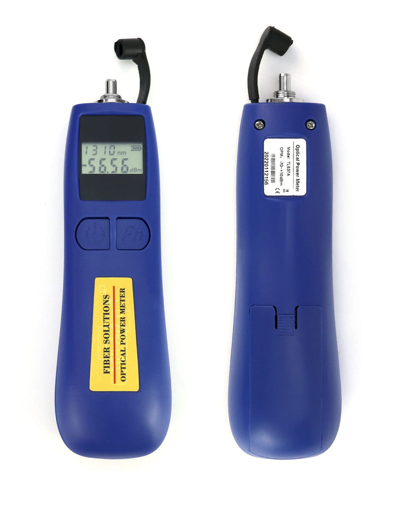 QWORK Optical Power Meter, -70~+10 dBm Fiber Light Tester with 6 Calibration Wavelengths, Fiber Optical Cable Tester Checker Test Tool, with Universal 2.5mm Interface, Blue
