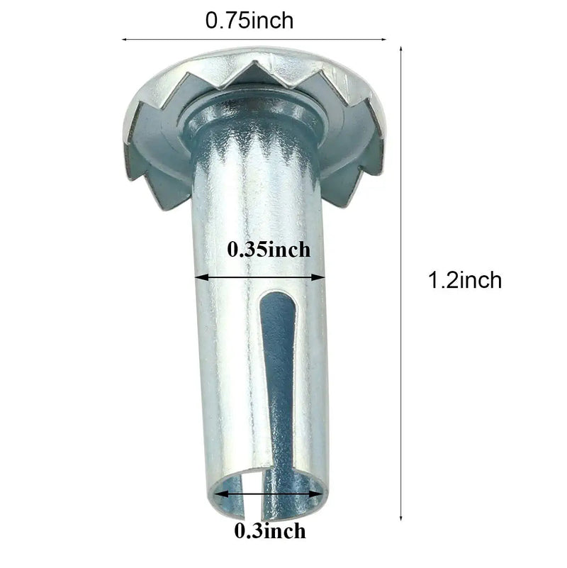 heyous 12PCS Caster Sockets 0.35" x 1.2" Metal Caster Stem Sleeve, Wheel Socket Furniture Insert Socket Type Mounting Stem for Stem Caster, Grip Ring Caster, Chair Legs