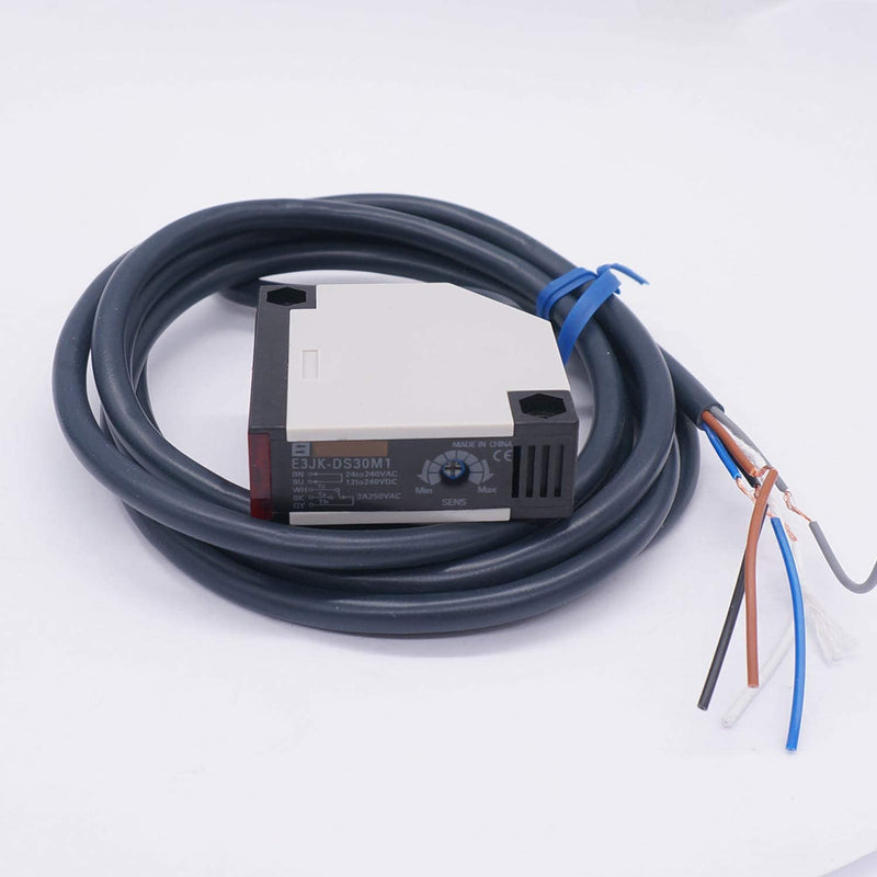 Taiss Photoelectric Beam Sensor Switch 30cm Detection Distance Diffuse Reflection Infrared Switch photoelectric Switch Sensor 12-240VDC 24-240VAC Proximity Switch E3JK-DS30M1