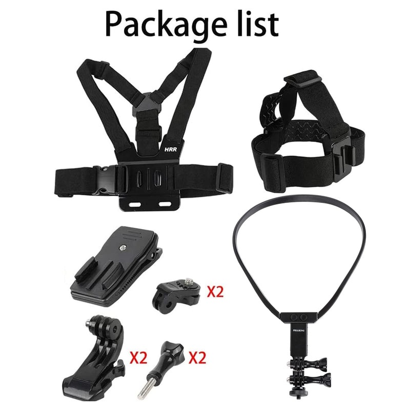 PellKing Accessories Kit for Insta360 One X3/X2/X,Third Version Video Vlog Necklace Neck Holder,New Quick Release Head Strap Mount + Chest Mount Harness + Backpack Clip Holder