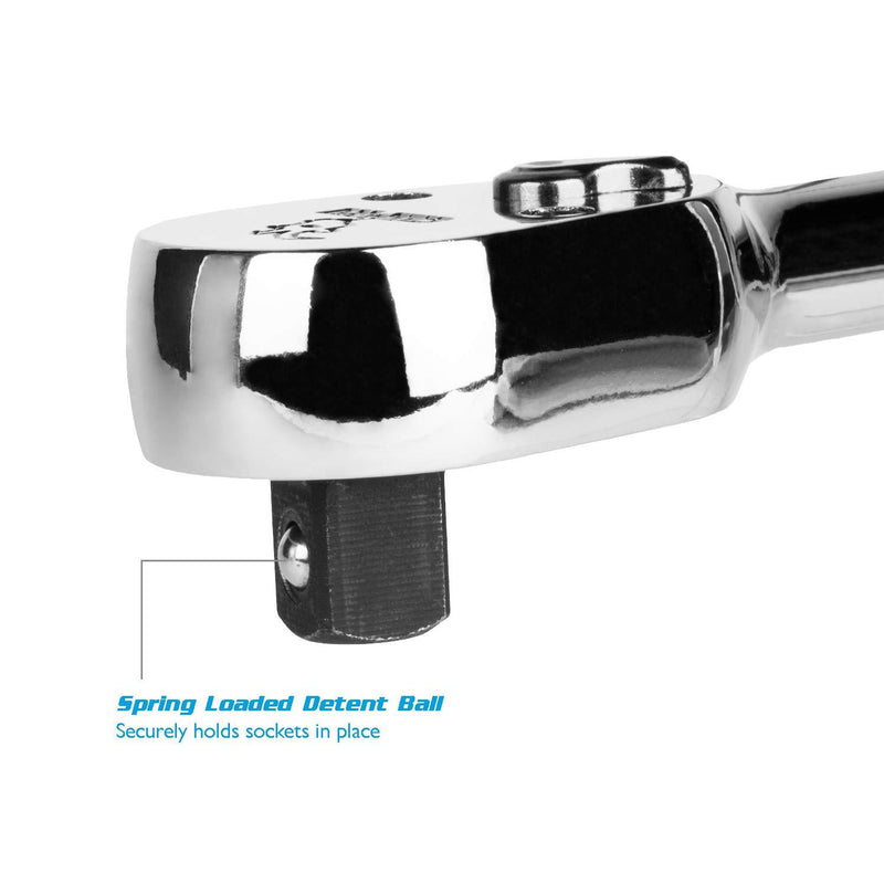 Capri Tools 3/8-Inch Drive Low Profile Ratchet, True 72-Tooth, 5-Degree Swing Arc 3/8" Drive / Low Profile