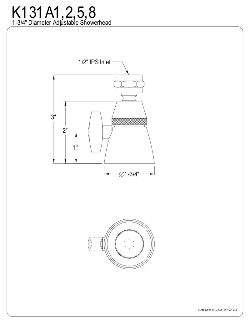 Kingston Brass K131A2 1-3/4-Inch Shower Head, Polished Brass