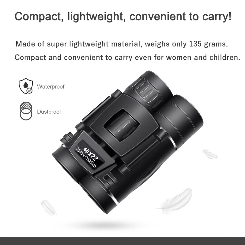 BLACKICE 40X22 Compact Binoculars for Adults and Kids, High Powered Mini Pocket Binoculars, Waterproof Small Binoculars for Bird Watching, Hunting, Concert, Theater, Opera, Traveling, Sightseeing