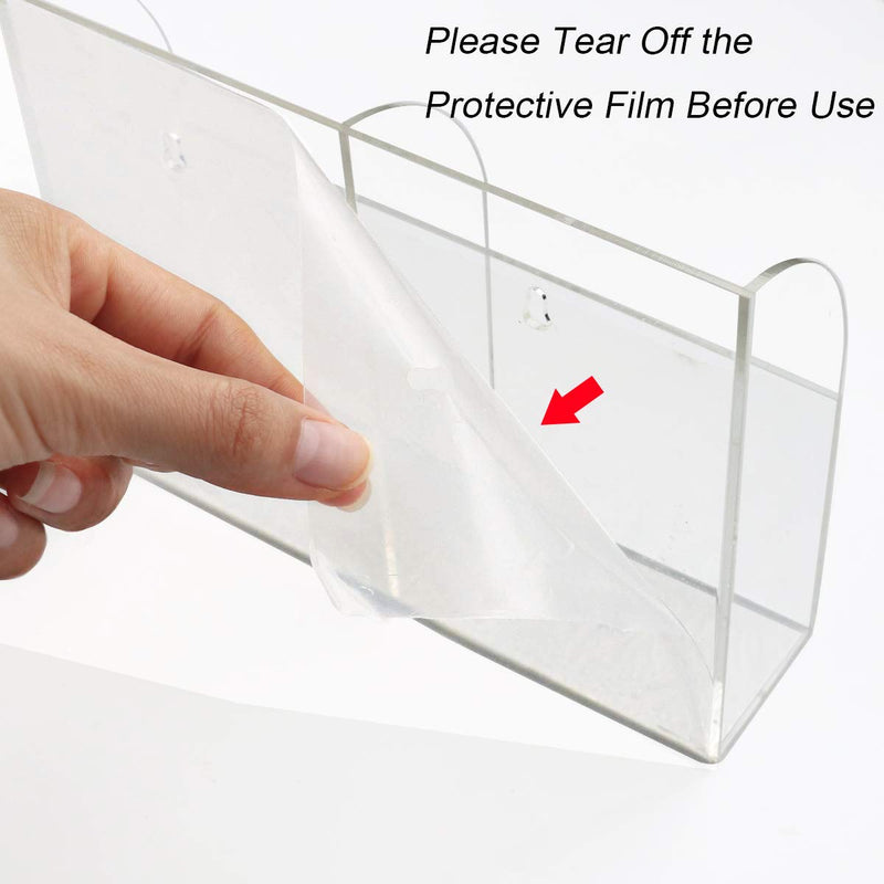 VANCORE Clear Wall Mounted Phone Holder Stand Remote Control Holder Media Organizer Caddy with Holes for Charging Phone Tablet Holder Station Large Enough New-2 Slots