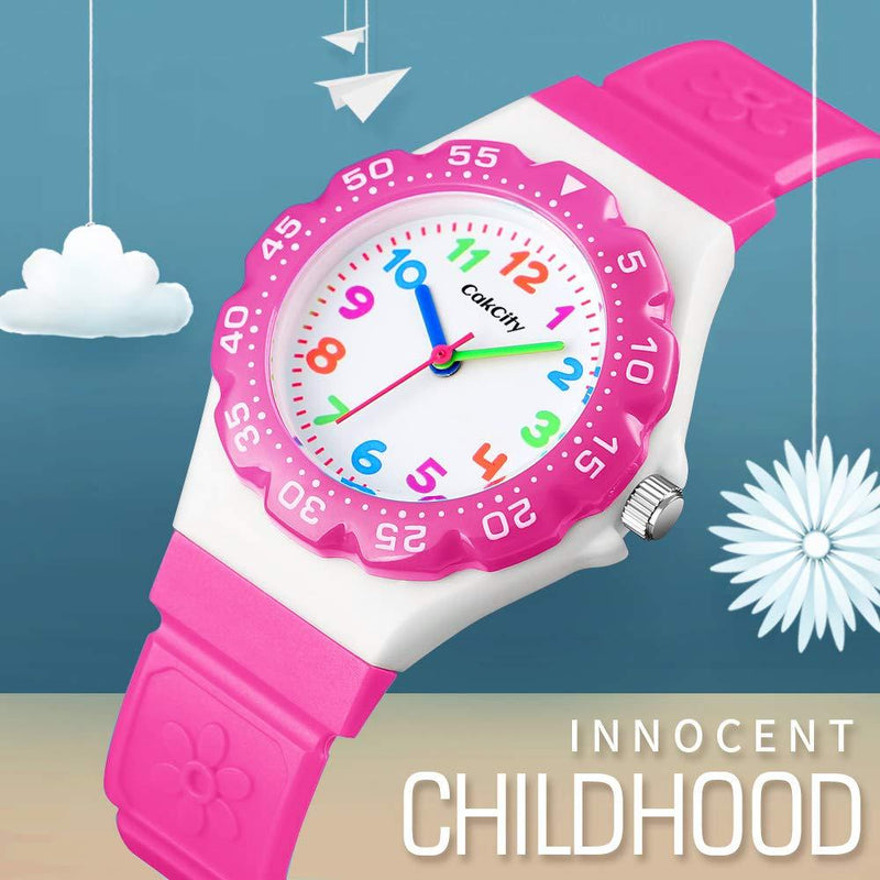 CakCity Kids Watch Waterproof Cute Cartoon Analog Girls Boys Wrist Watch for Little Child Time Teacher for Children 3-10 Year ROSERED
