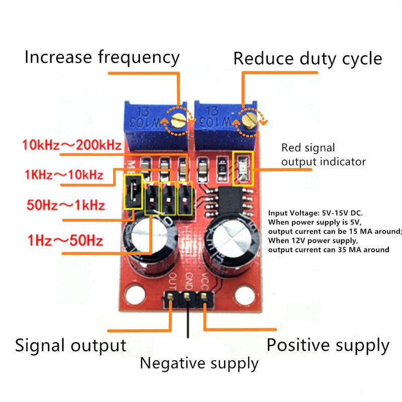 Oiyagai 3pcs NE555 Pulse Frequency Duty Cycle Adjustable Module Square Wave Signal Generator