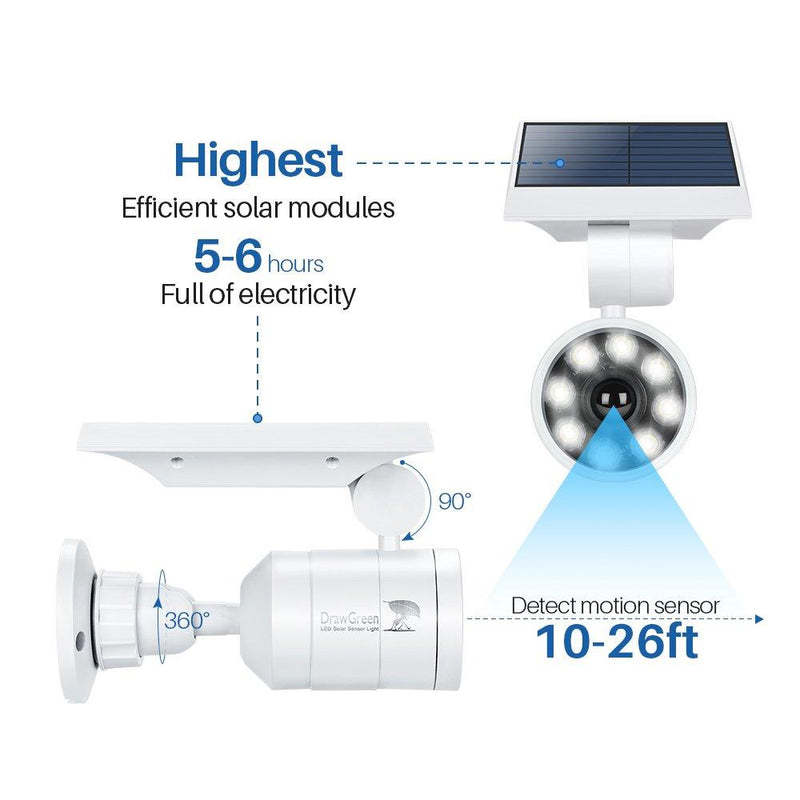 DrawGreen DG08-A Solar Outdoor Motion Sensor,1400-Lumens Bright LED Spotlight 5W(110W Equiv.) Light, White