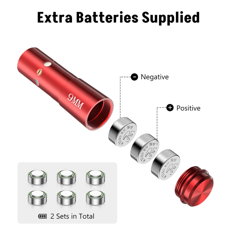 MidTen Bore Sighting Laser 223 5.56mm/ 9mm/12 Gauge Laser Bore Sighter with Extra Batteries Red