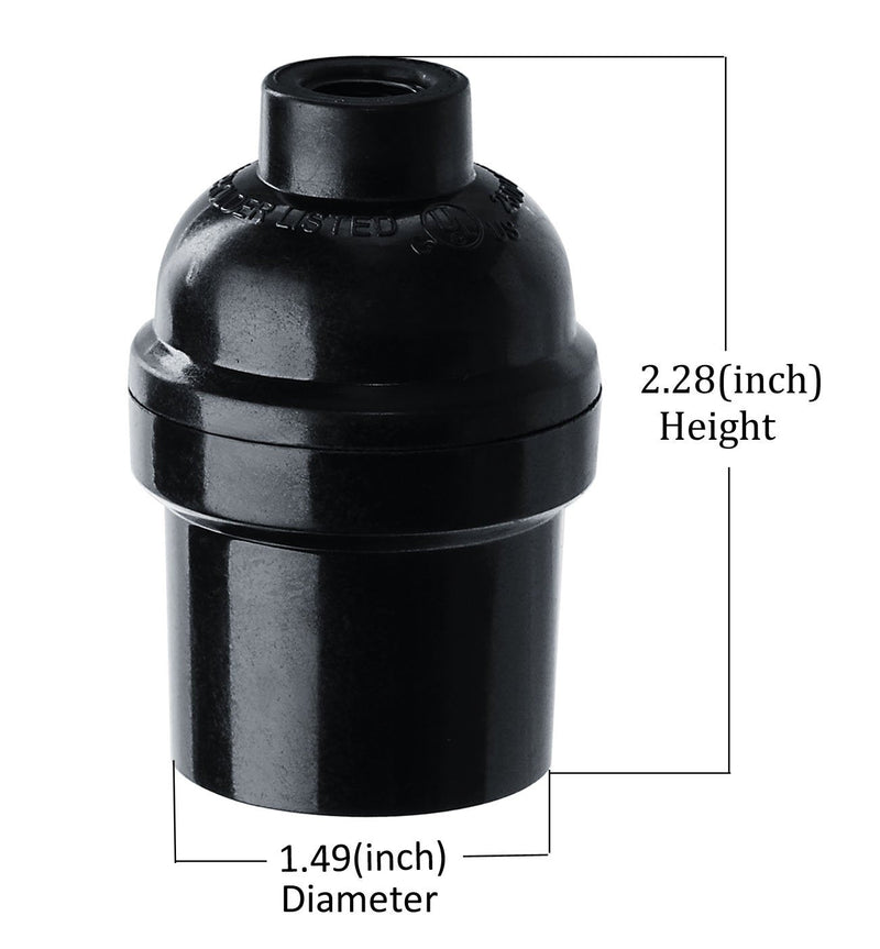 Aplstar E26 E27 Light Socket,8-Pack Black Edison Retro Pendant lamp Holder, E26 E27 Plastic Standard Screw-in Socket Maximum Wattage 250W Heat Resistant Up to 200℃ Fire Resistant Black-8pack