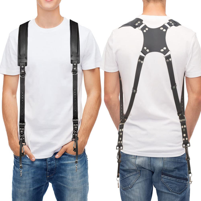 Jumyee Leather Camera Strap, Dual Camera Straps For Photographers Double Camera Harness AdjustableÂ Shoulder StrapsÂ Belt Black