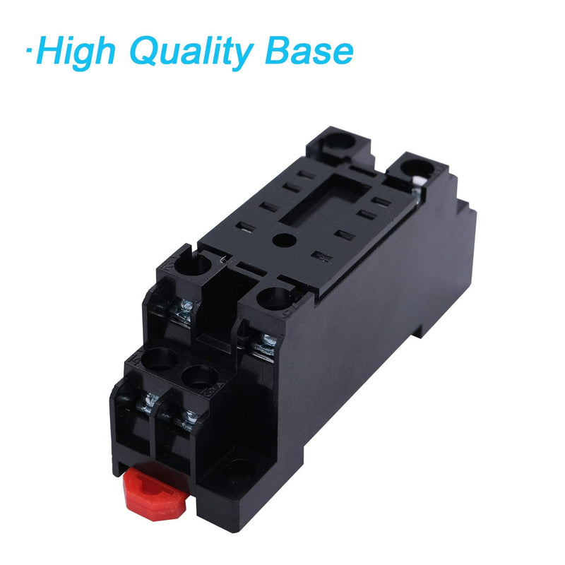 mxuteuk 2pcs HH52P AC 24V Coil 8 Pin 5A DPDT LED Indicator Electromagnetic Power Relay, with Base, with DIN Rail Slotted Aluminum 8Pin-5A