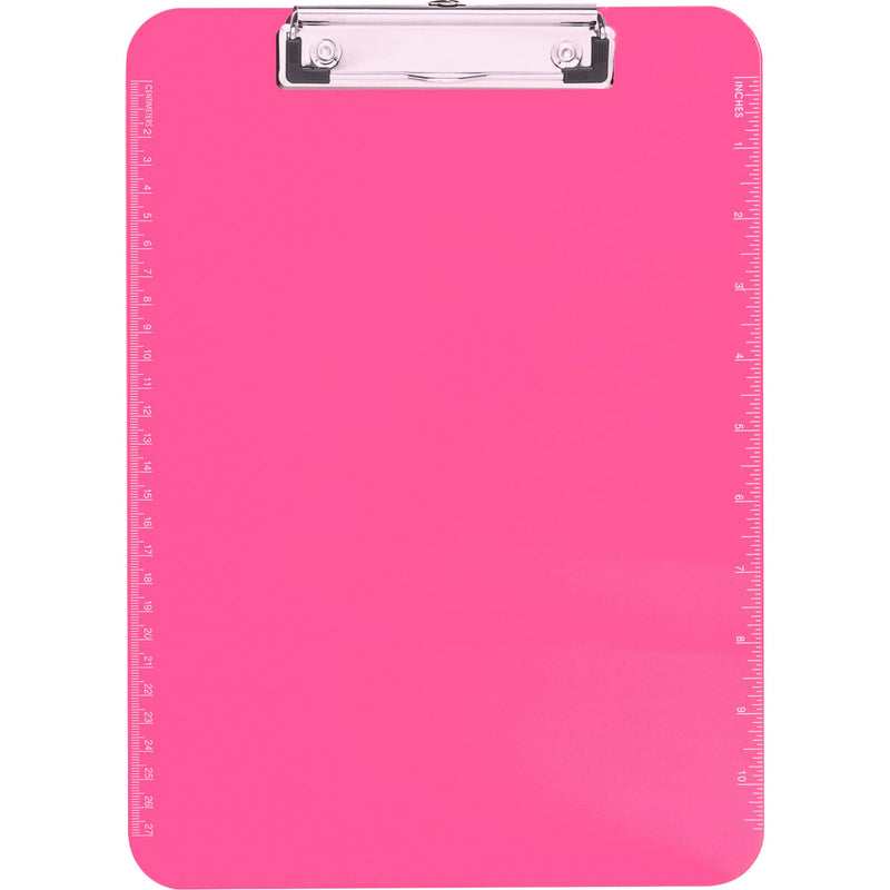 Neon Pink Transparent Plastic Clipboard, 9" x 12.5" (SPR01868)