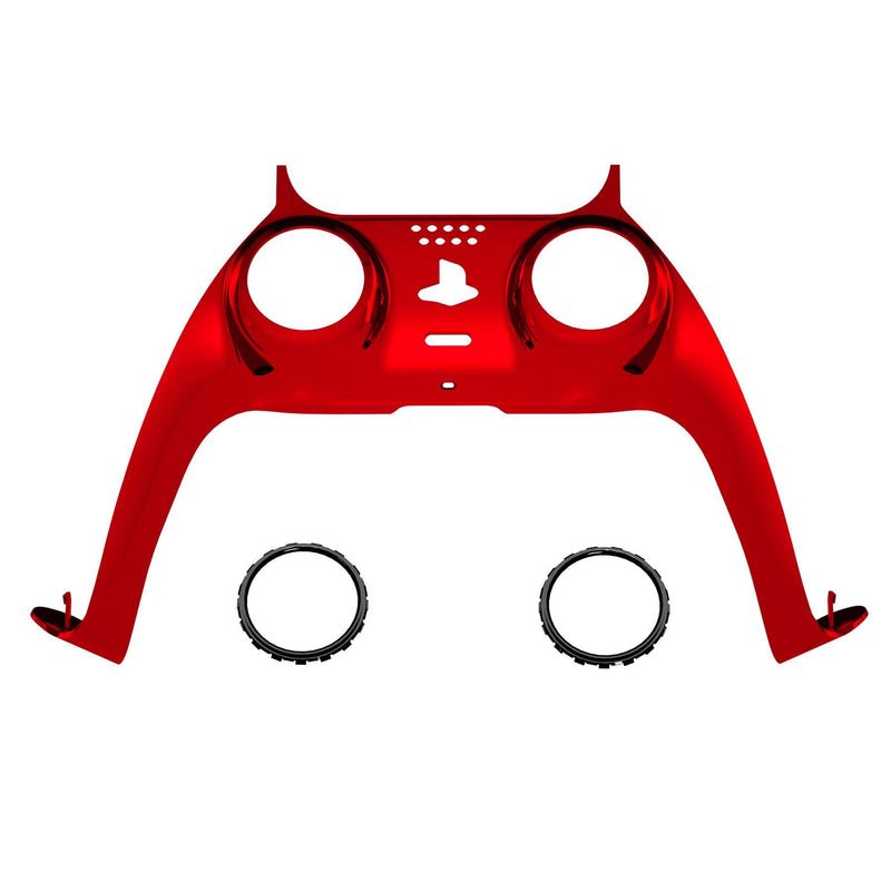 eXtremeRate Chrome Red Glossy Decorative Trim Shell for PS5 Controller, DIY Replacement Clip Shell, Custom Plates Cover for Playstation 5 Controller w/Accent Rings - Controller NOT Included