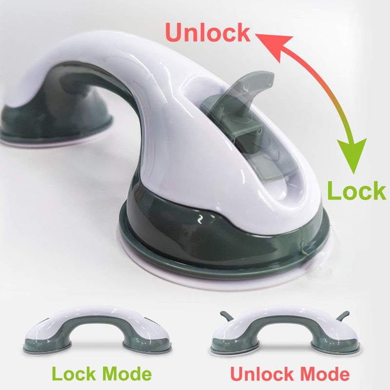 NLAAHCE Shower Handle - 12” 2-Grab Bars for Bathroom, Ultra Grip Dual Locking Safety Suction Cups, Shower Handles for Elderly – Seniors, Disabled, Handicap, Elderly Assistance Product, 2-Count/Pack 12 Inch (Pack of 2)
