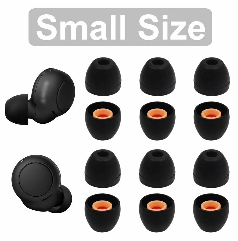 6 Pairs WF-1000XM4 Ear Tips Buds, Small Size Replacement Silicone Rubber Fit in Case Eartips Earbuds Wing Gel Cover Accessories Compatible with Sony WF-1000XM4 WF-1000XM3 WF-C500 - S Black
