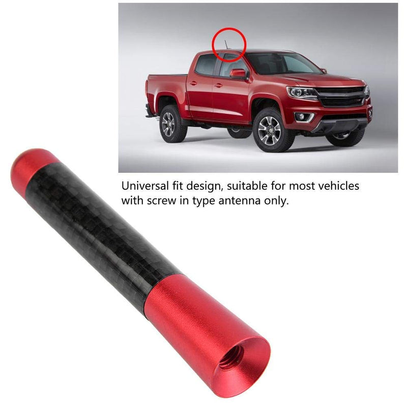 Acouto Car Antenna 3 Inch Carbon Fiber Universal Car Modification Screw Radio Antenna Short Car Antenna Aerial Replacement (Red) Red