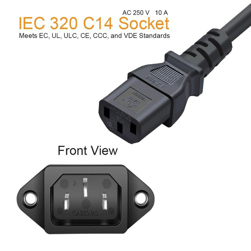 10 Pack AC 250V 10A IEC 320 C14 Panel Mount Plug Adapter Power Connector Socket Black Screw Mount 3 Pins Inlet Power Plug Socket by MXR