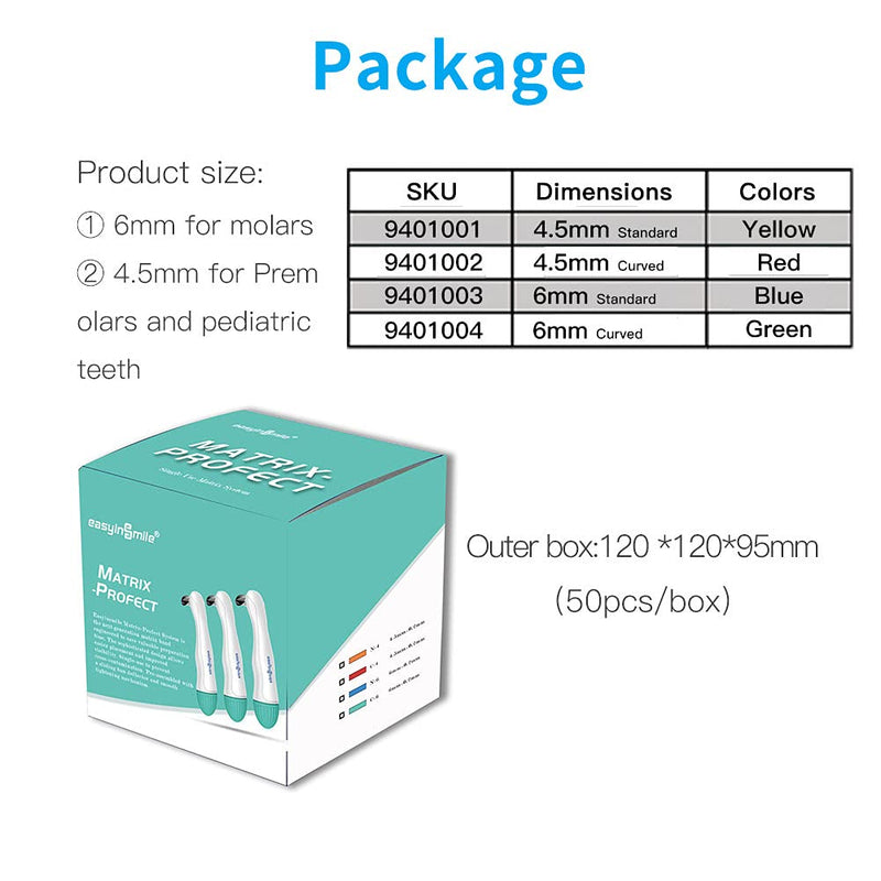 Dental Matrix Band, 50pcs Momar Restoration Matrix-Profecto Sectional Matrix Ring System Adjust (6MM-Curved) 6MM-Curved