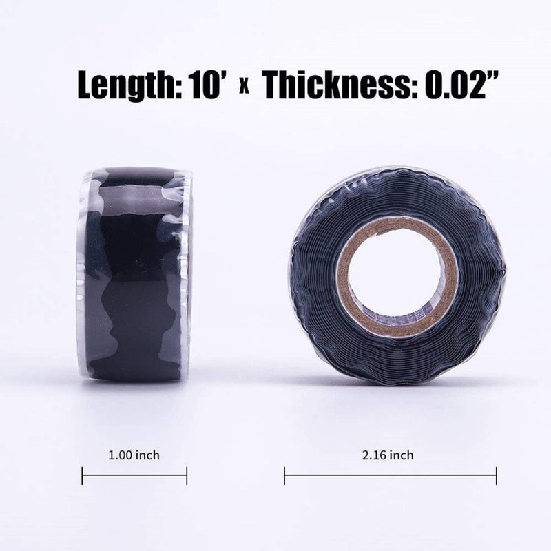 Rescue Tape, 1"x10' Black Self-Fusing Silicone Tape, Heavy Duty and Leak Proof Rubber Hose Tape, Pipe Repair Tape for Water Leaks (0.5mm in Thickness) 1 Inches Width x 10 Feet Length