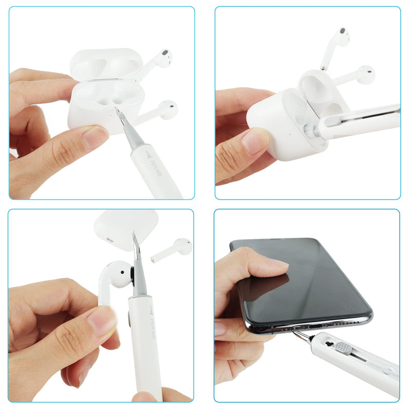 Nertpow Cleaner Kit for Airpods Earbuds Cleaning Pen Bluetooth Headphone Case Cleaning Tool Airpods Pro 1 2 3 iPhone Camera Etc Ear Wax Cleaner White