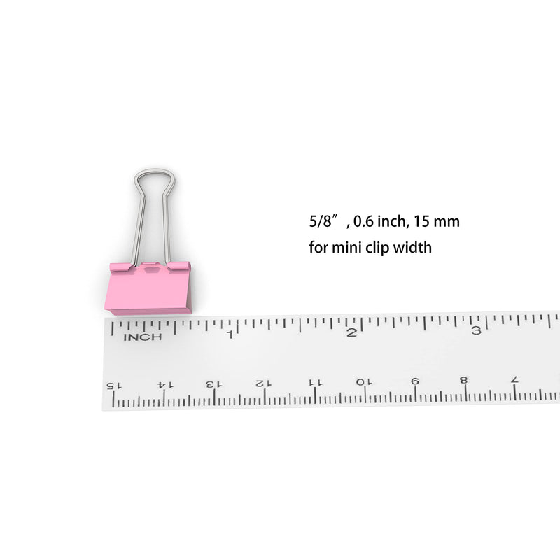 Nctinystore Colored Binder Clips Mini Metal Clamp 5/8-IN / 0.6-inch / 15-mm (Pink, 40-Count) Pink Mini 40-pcs