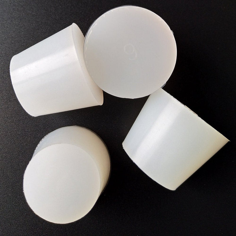 LGEGE White Tapered Shaped Solid Silicon Rubber Stopper Lab Stopper 6# Size 3 Pcs