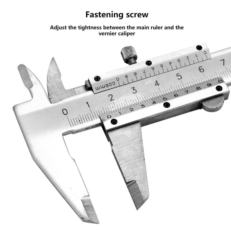 Professional Caliper Vernier, High Accuracy Carbon Steel Measuring Tool Caliper for Inside, Outside, Depth and Step Measurements, 0-150mm