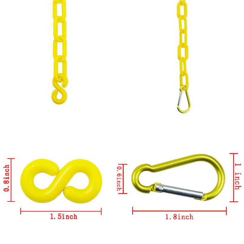Reliabe1st 26 Feet Yellow Plastic Safety Barrier Chain with 2 Magnetic Hooks and 6 S-Hooks and 6 Carabiner Clips | Caution Security Chain Safety Chain for Crowd Control | Safety Barrier
