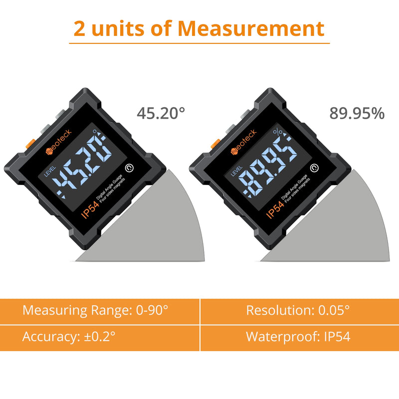 Neoteck Digital Level Box LCD Protractor IP54 Waterproof with All-Side Magnetic Backlight Inclinometer for Woodworking, Construction, Automotive Maintenance Industry (Battery Included)
