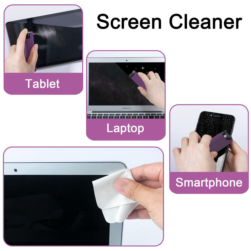 Screen Cleaner Touchscreen Mist Spray, walrfid Cleaning Kit for Electronic Smart Phone TV, Laptop, Tablet, PC, Computer LCD Flat Screens, Eyeglasses, Compatible with iPhone iPad MacBook Pro - Purple