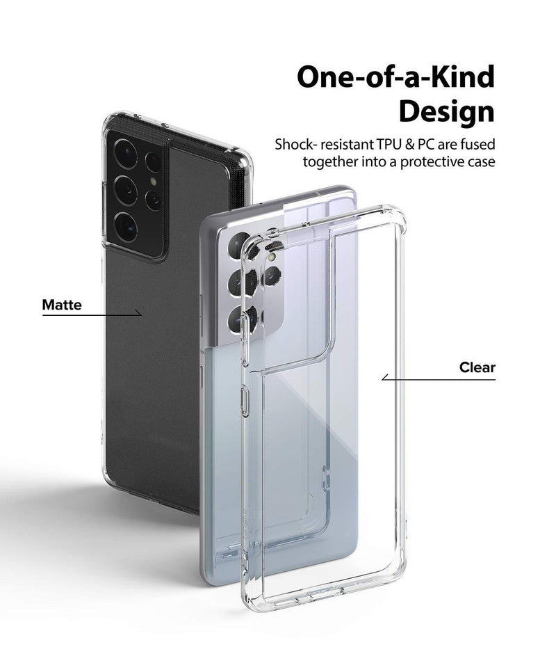 Ringke Fusion Phone Case Designed for Samsung Galaxy S21 Ultra 5G Clear PC with TPU Bumper- Transparent