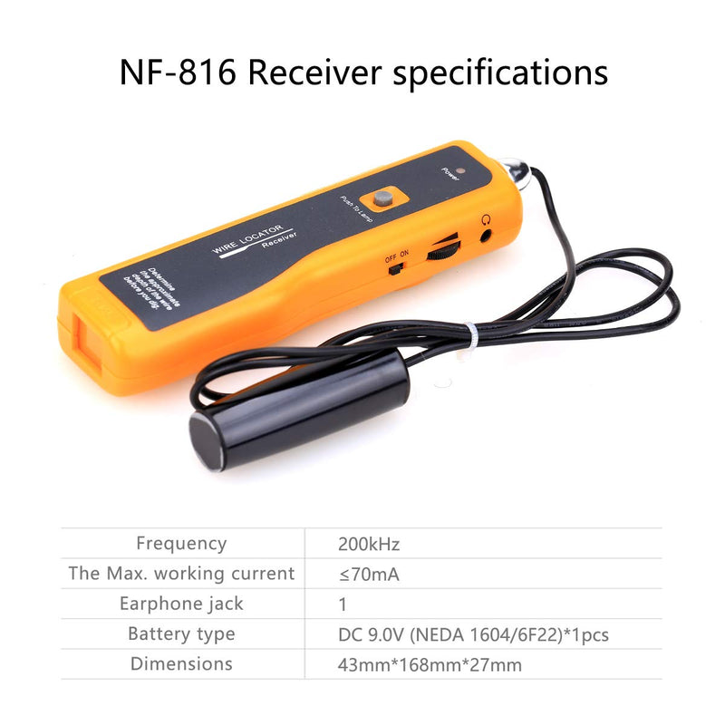 Nf-816 Cable Wire Locator Tracker Metal Pipes Electrical Wires Coax Cable Tester with Earphone