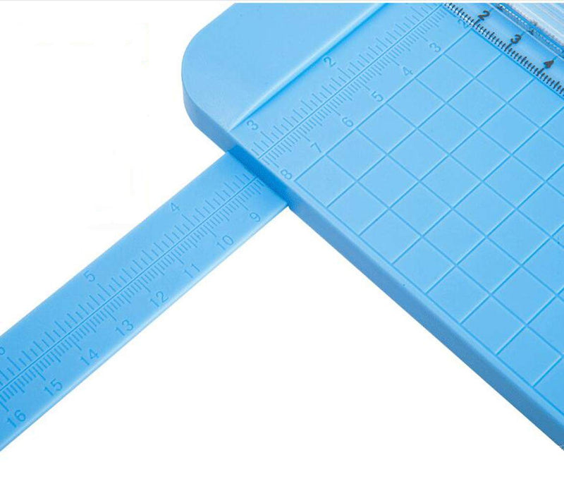 Paper Cutter Trimmer,Mini Paper Cutter A5 Portable Paper Trimmer Scrapbooking Tool with Finger Protection and Slide Ruler/Blue