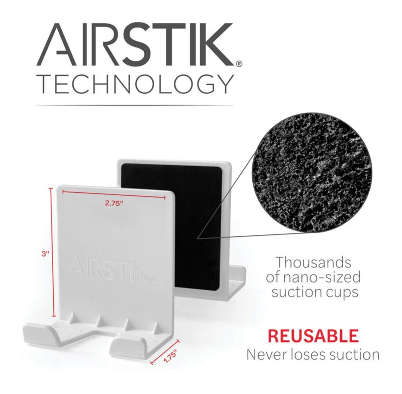 AIRSTIK Cradle Universal Glass Mount Phone Holder Reusable for TikTok & Facetime Compatible with iPhone iPad Cell Phone Accessories Bathroom Kitchen Office Made in USA Glass, Mirrors, Windows (Black) Black
