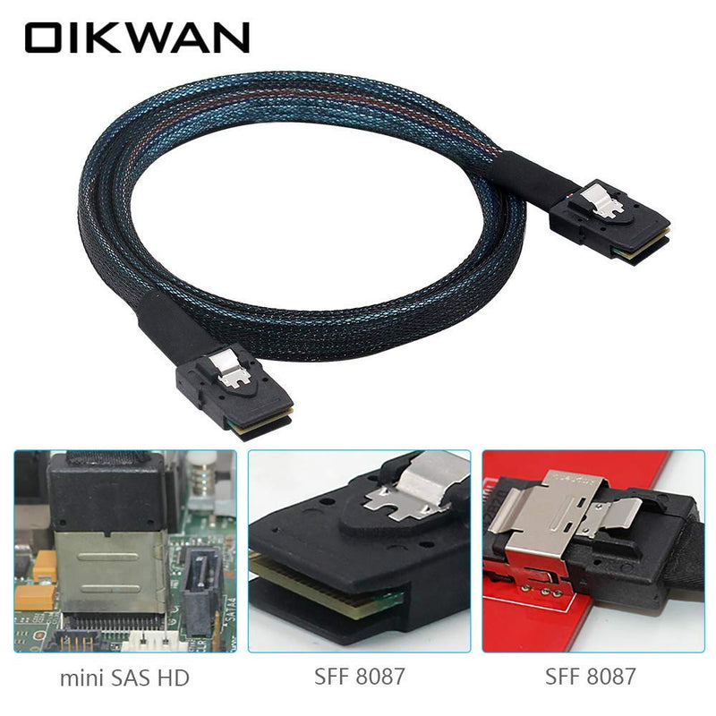 OIKWAN Internal Mini SAS to Mini SAS Cable, SFF8087 36 Pin to SFF8087 36Pin Data Cable Male Cord for Server, Raid Controller, SAS/SATA HBA, Data Storage System-2.6FT… 2.6FT